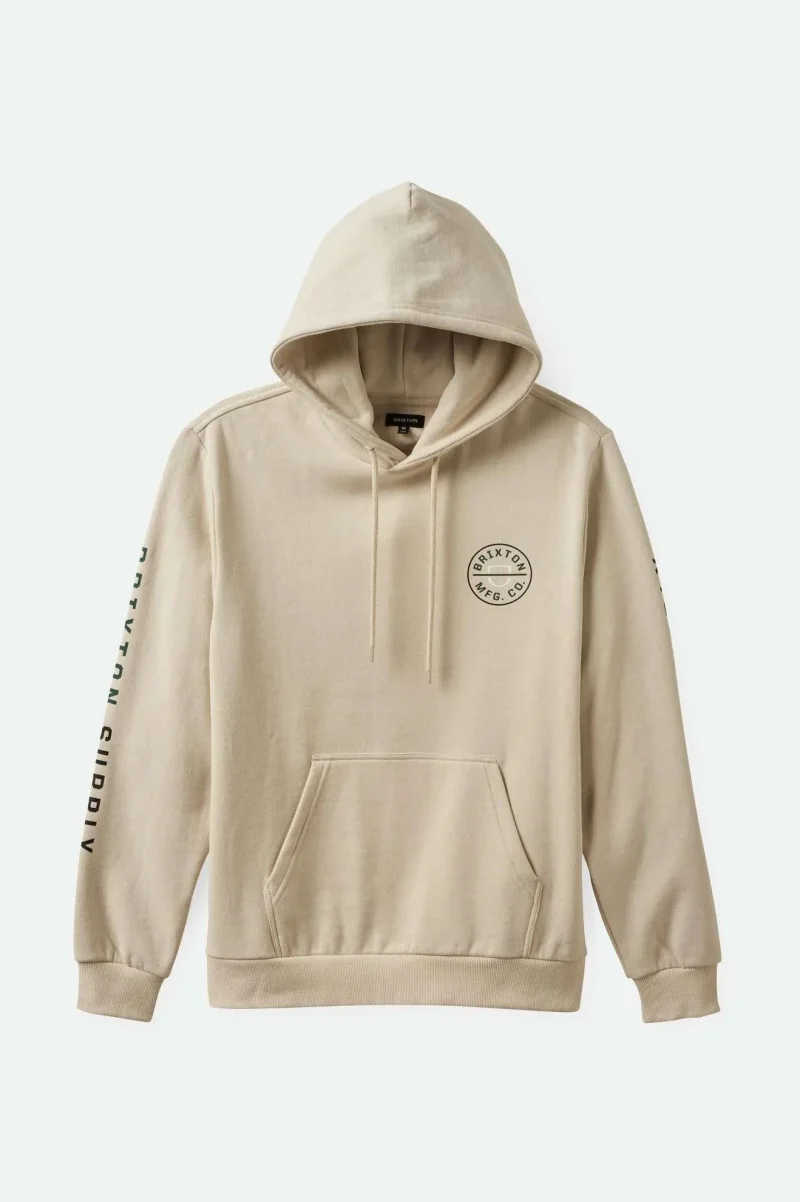 crest hoodie beige black pine needle