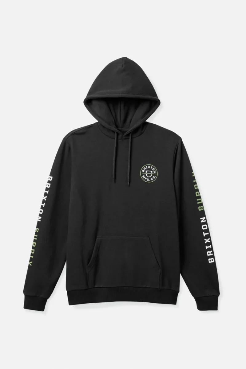 crest hoodie black epsom green white