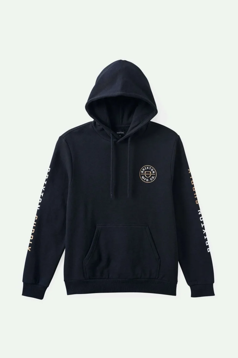 crest hoodie black sand white