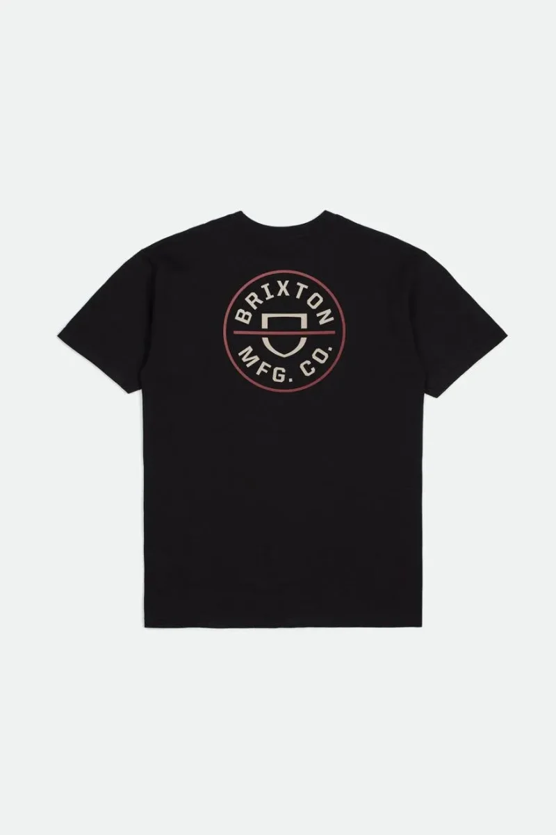 crest ii s s standard tee black white dusty cedar