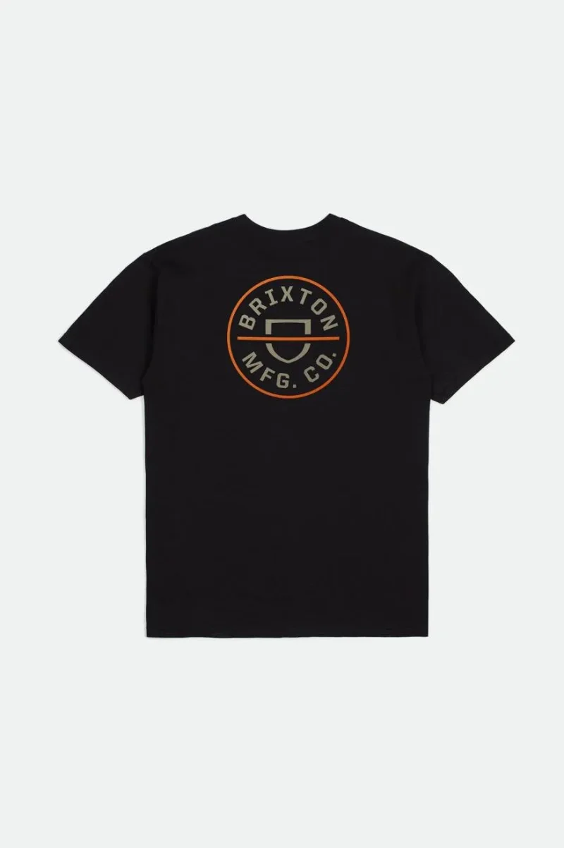 crest ii short sleeve standard tee black orange beige