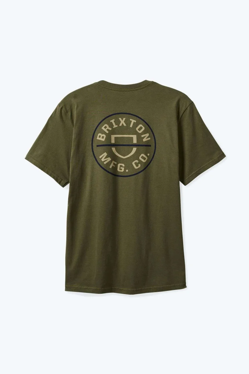 crest ii short sleeve standard tee ivy green sand navy