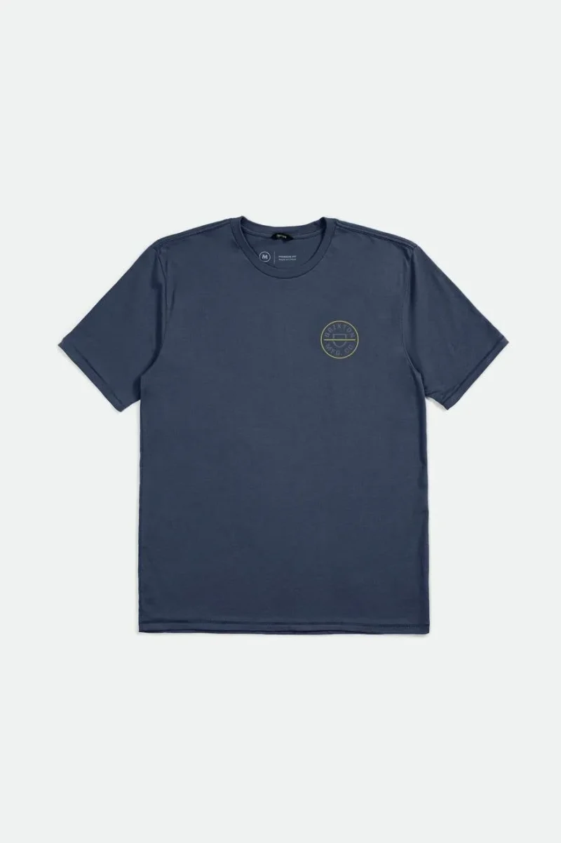 crest ii short sleeve standard tee washed navy green acacia