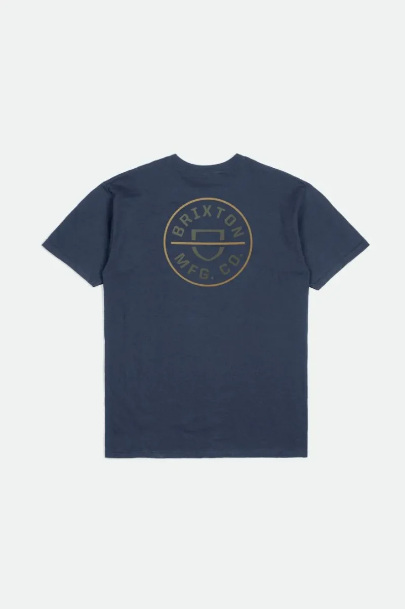 crest ii short sleeve standard tee washed navy olive antelope