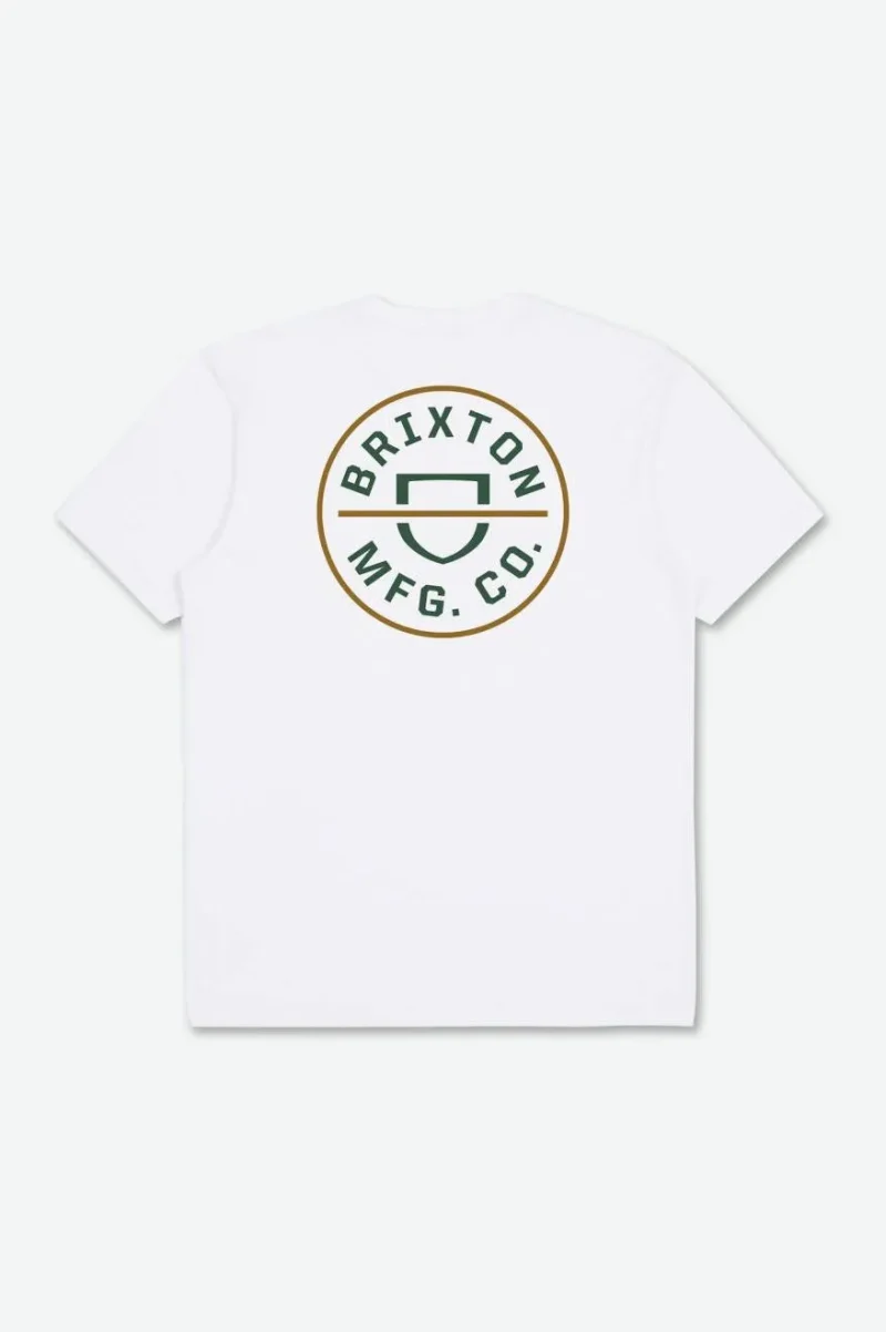 crest ii short sleeve standard tee white pine green golden brown