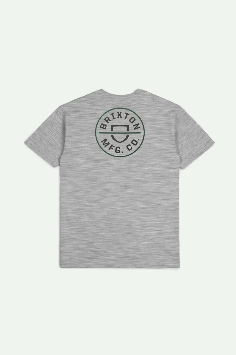 crest ii standard short sleeve t shirt heather grey washed black pine needle