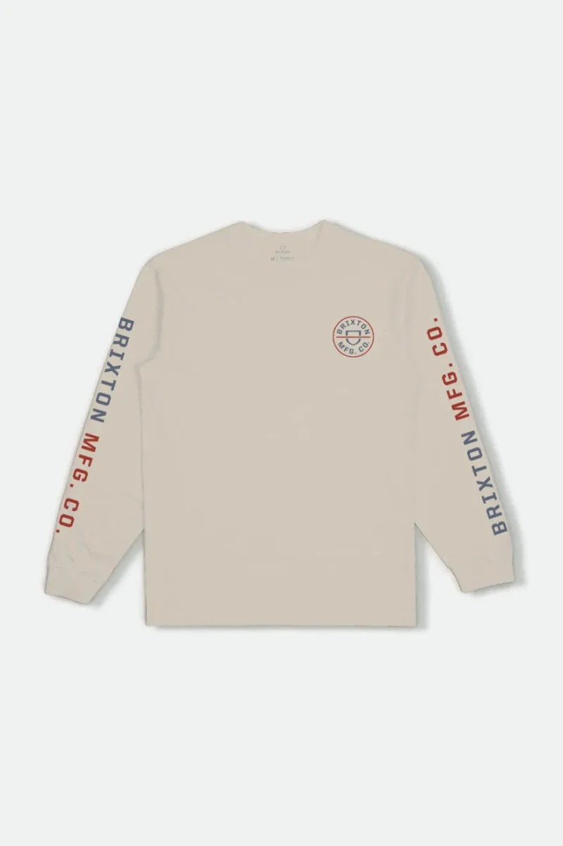 crest long sleeve tee cream flint blue barn red