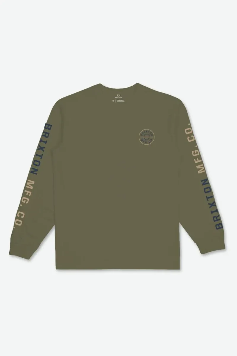 crest long sleeve tee olive navy sand