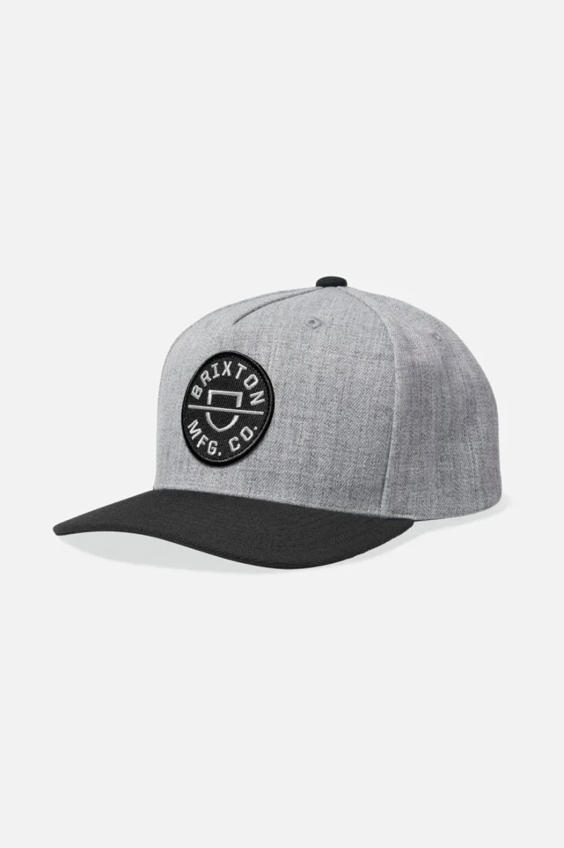 crest netplus heather grey black snapback hat