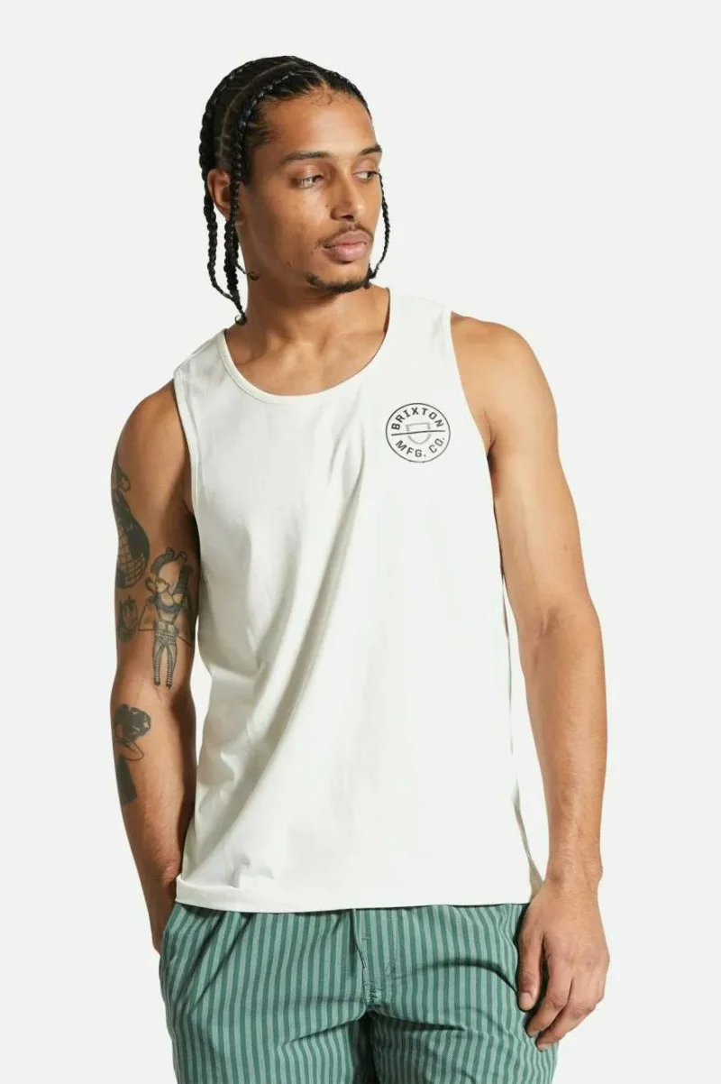 crest off white black tank top