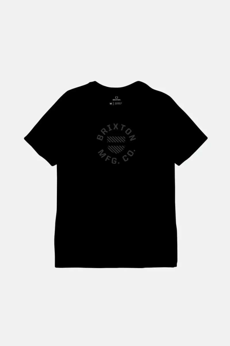 crest shield short sleeve tailored tee black