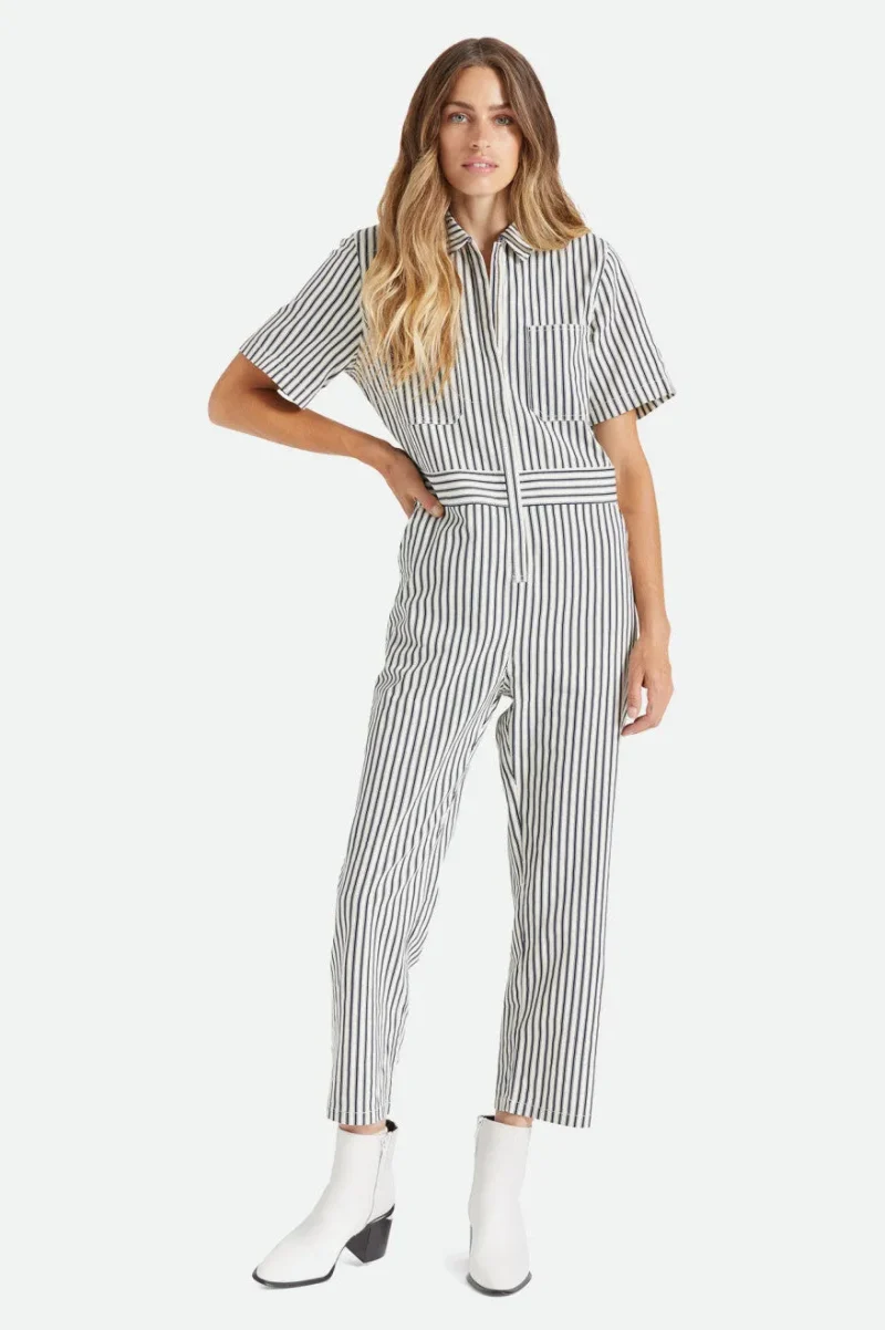 dove stripe mersey short sleeve coverall