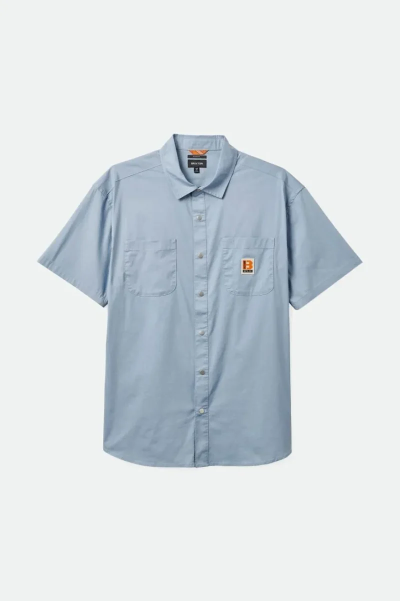 dusty blue builders mechanic shirts short sleeve