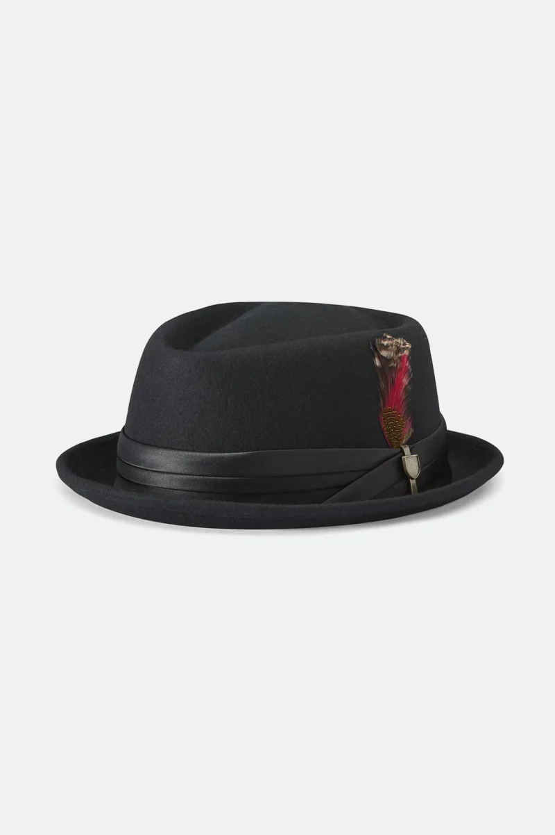 elegant black stout pork pie hat