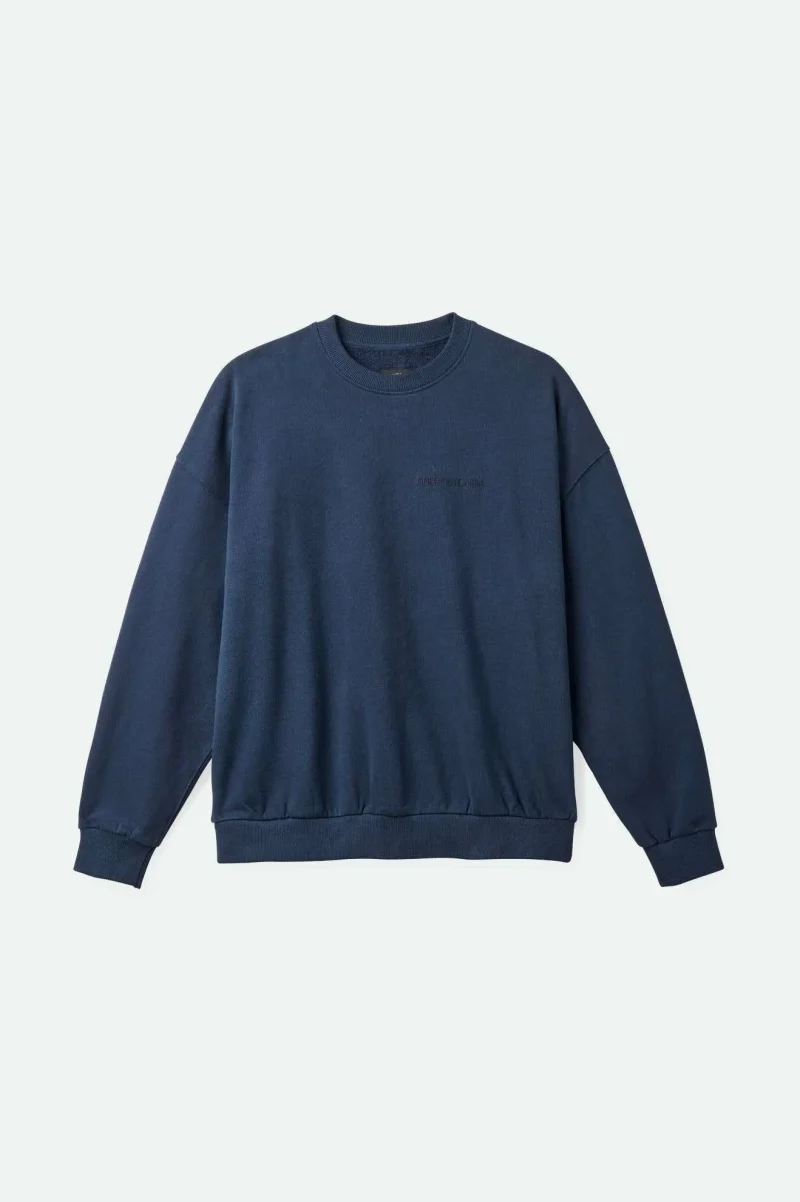 embroidered washed navy heavyweight oversized crew