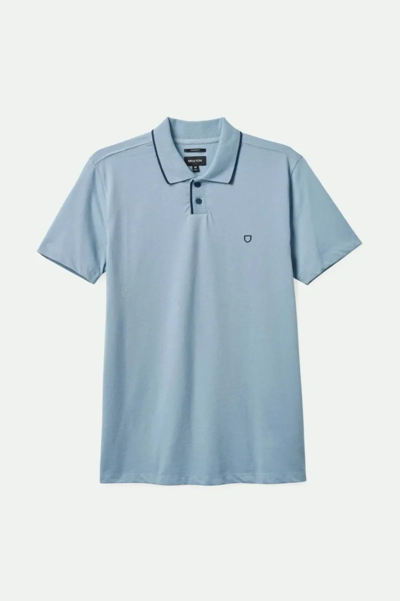 flex s s polo in dusty blue washed navy