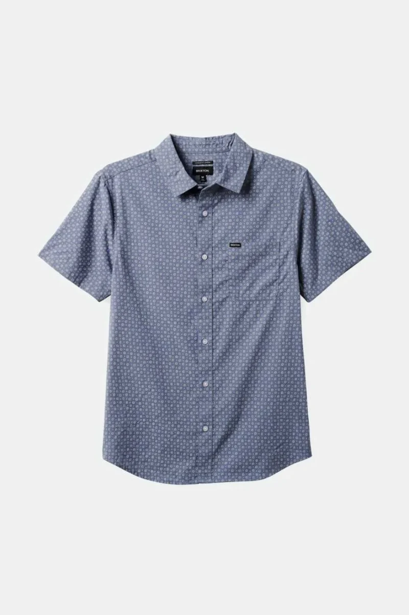 flint stone blue microprint s s charter shirt