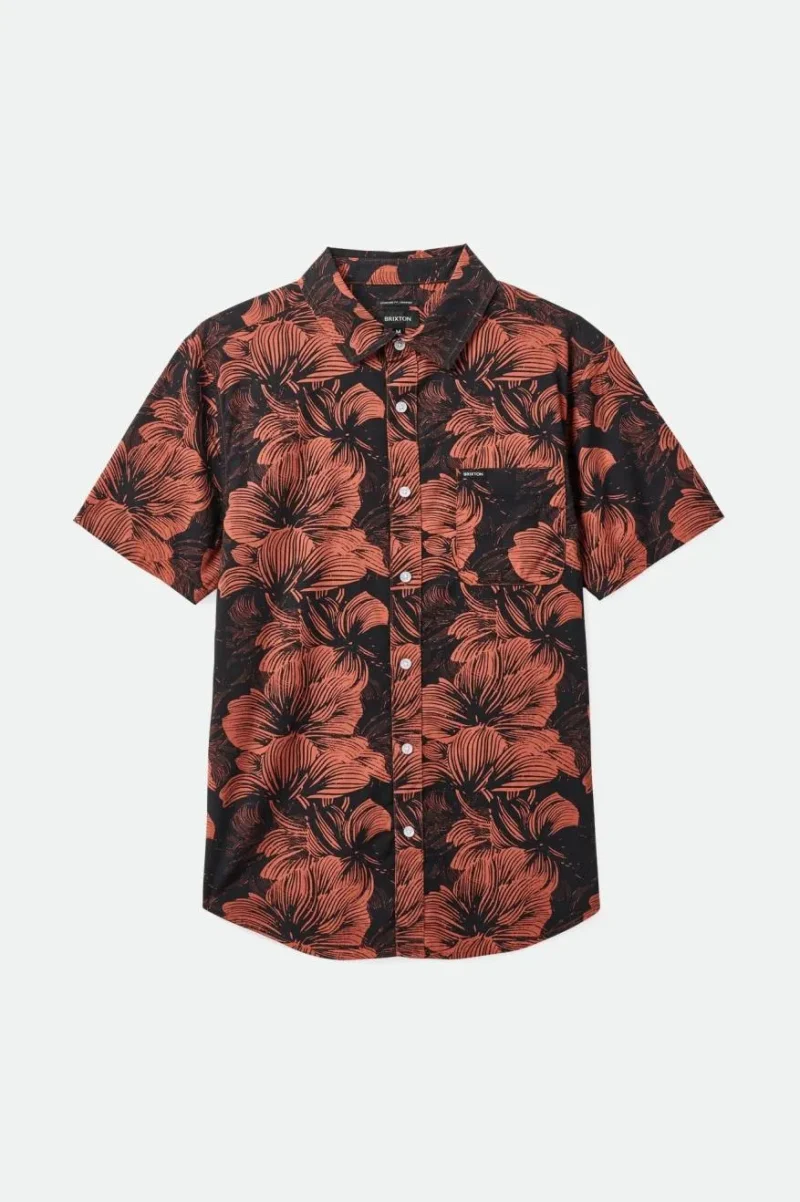 floral woven shirt washed black terracotta