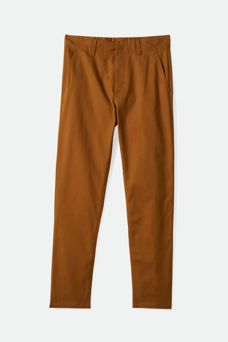 golden brown slim chino pants for men