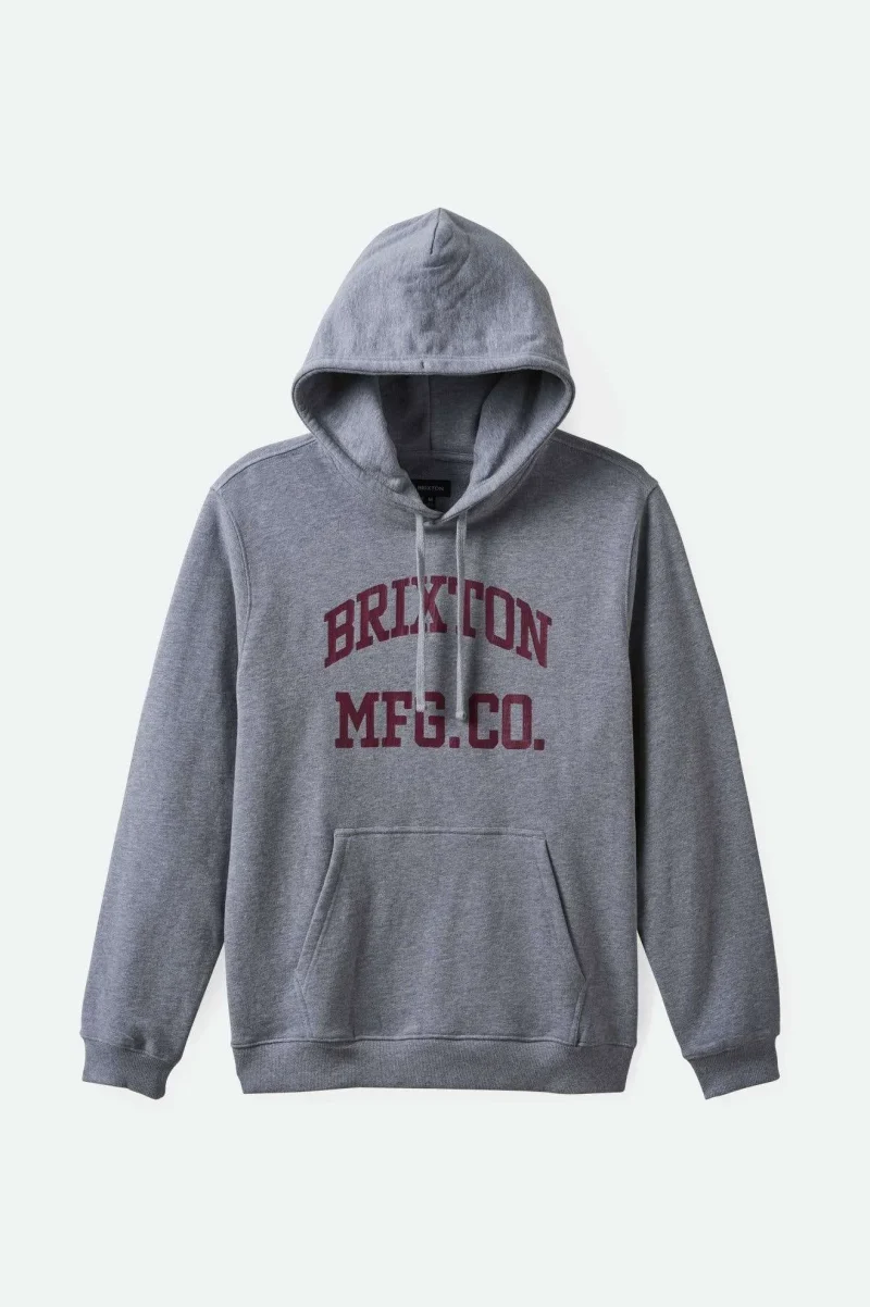 heather grey broken in varsity hoodie