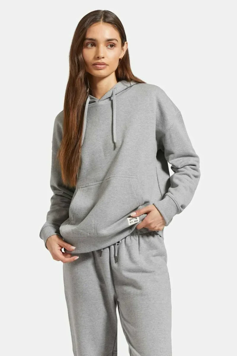 heather grey french terry hoodie cross loop design