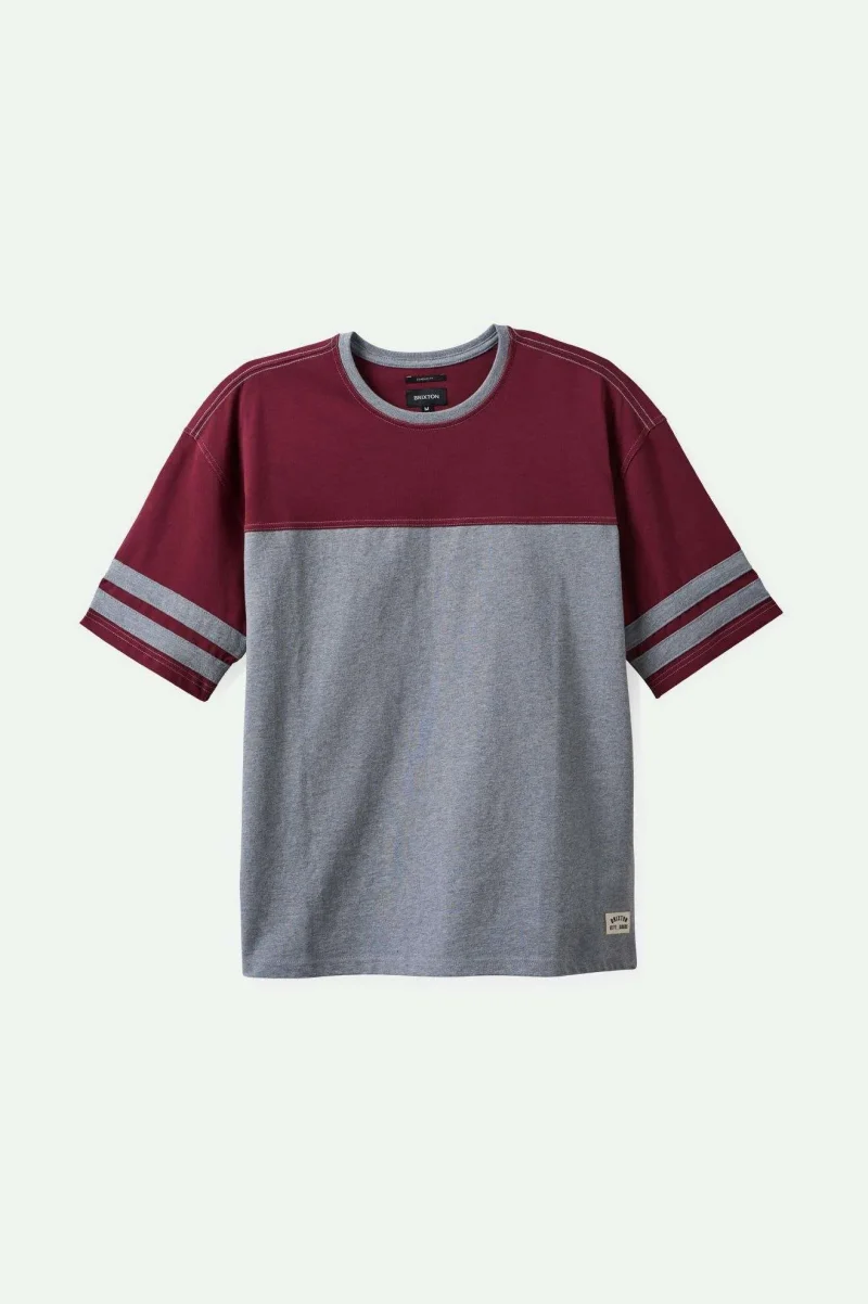 heavyweight varsity football t shirt grey red