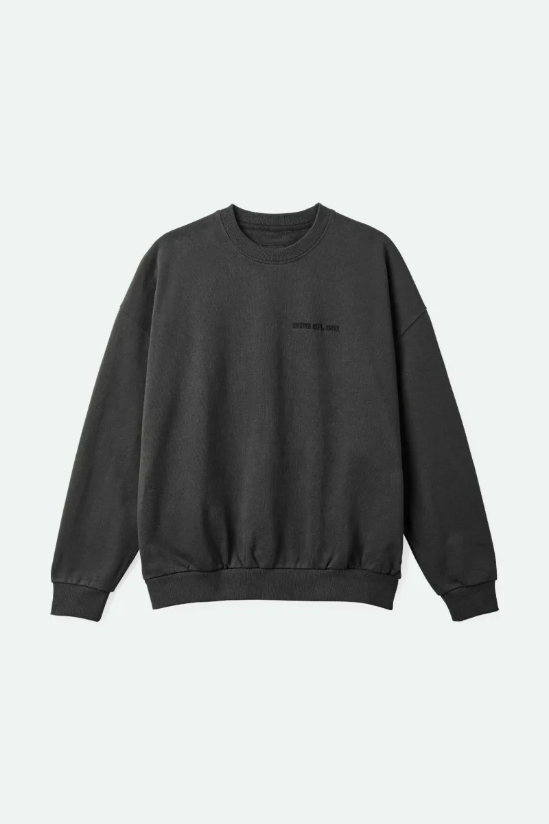 heavyweight washed black embroidered crewneck sweater