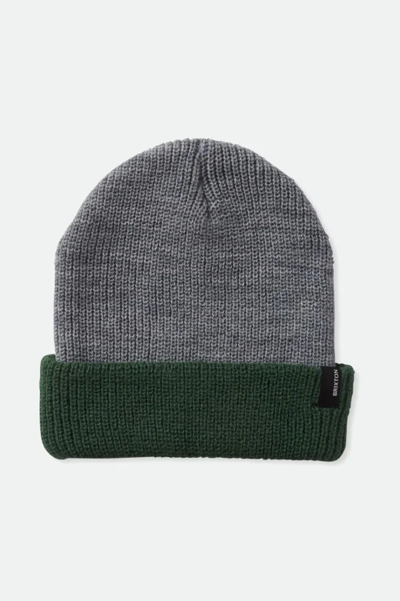 heist beanie light heather grey pine green