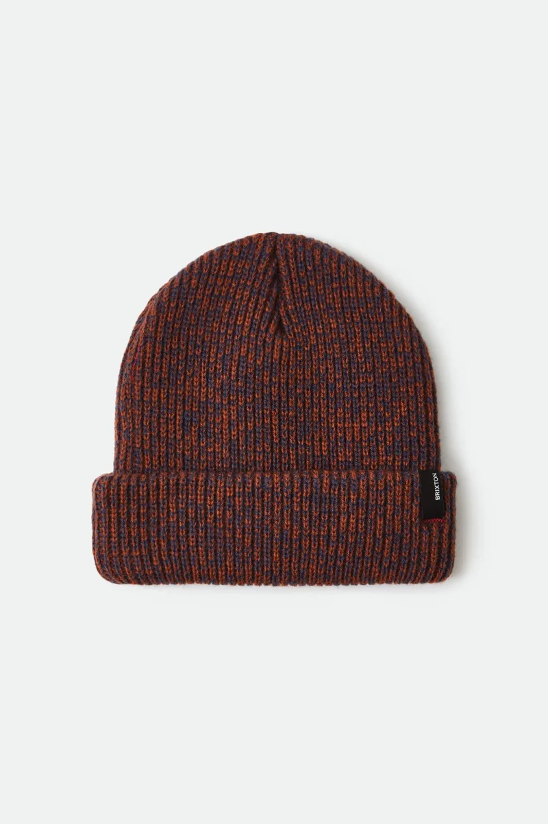 heist chunky beanie navy marled with caramel