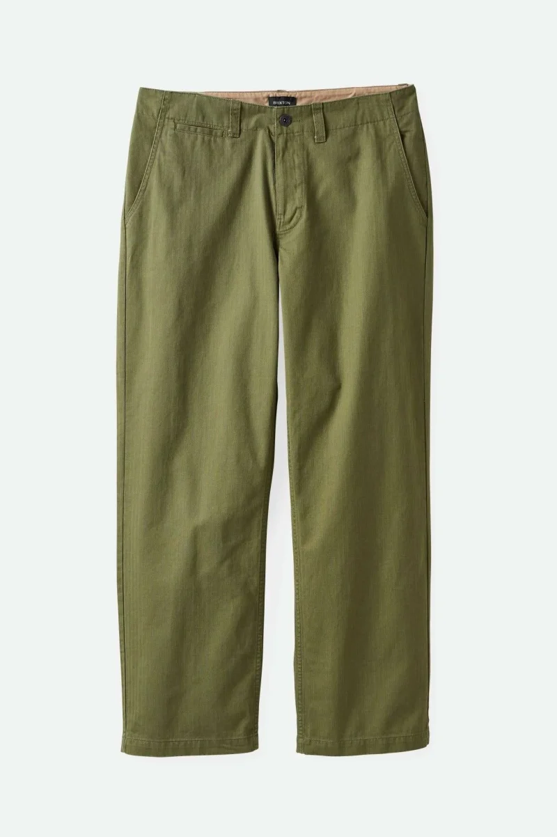 herringbone olive relaxed fit pants