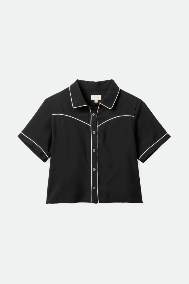 hyde black satin short sleeve shirt