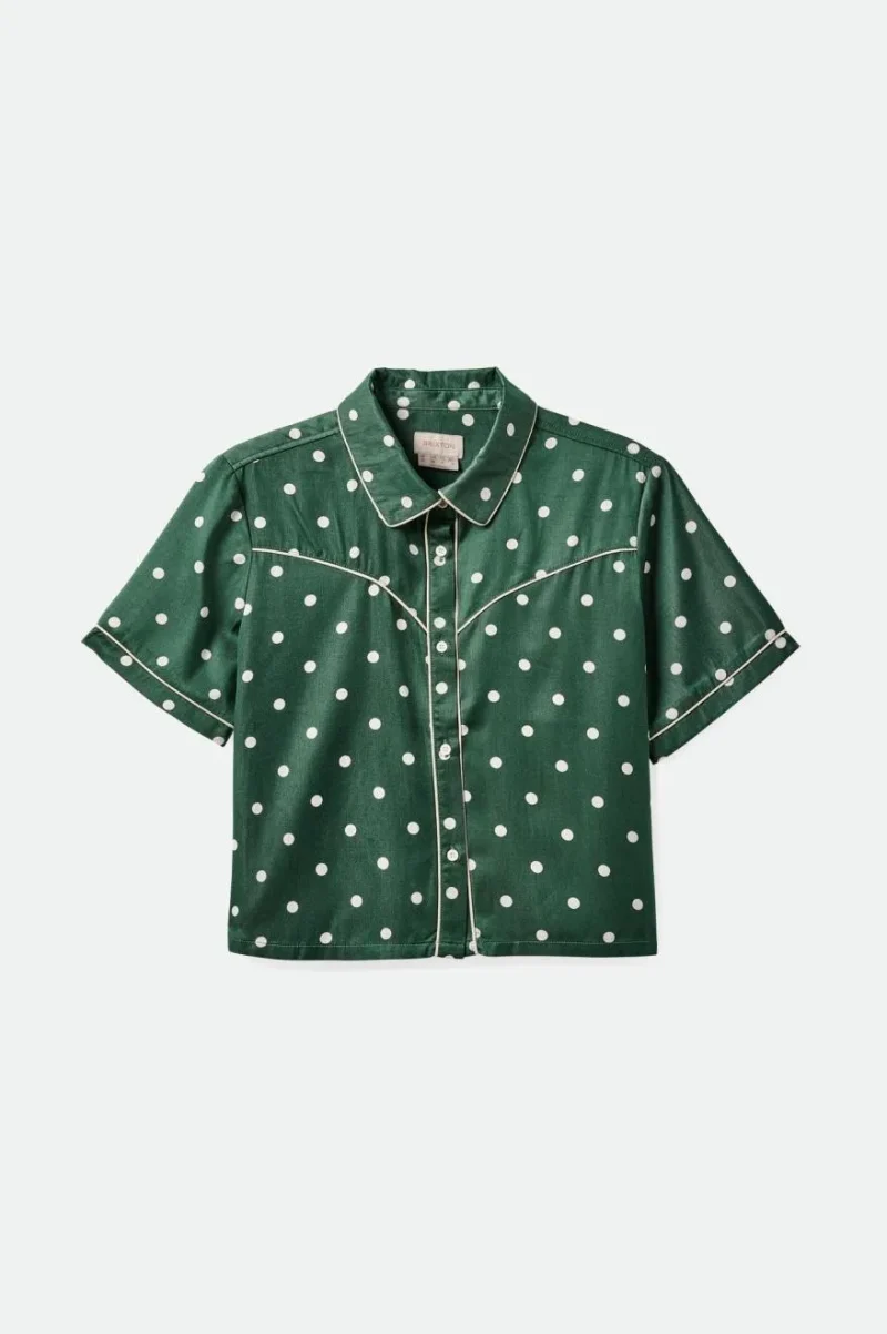 hyde luxury satin half sleeve shirt pine needle