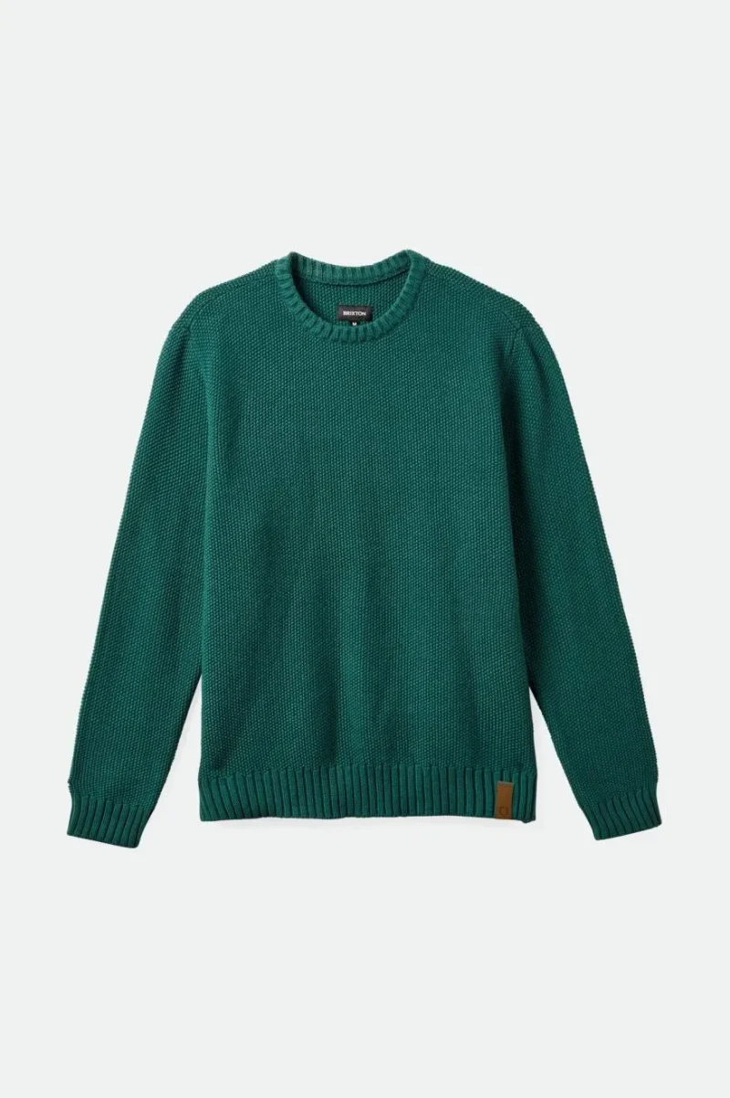 jacques waffle knit sweater pine needle green