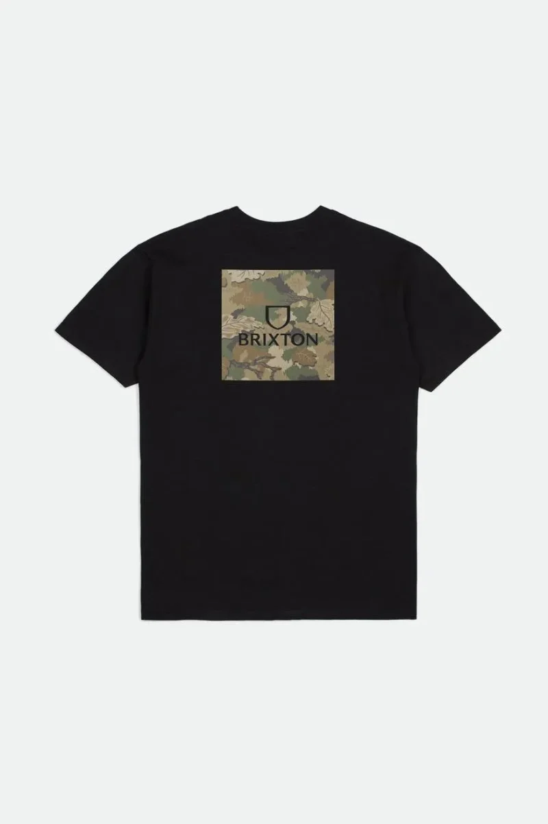 leaf camo alpha square s s tee black