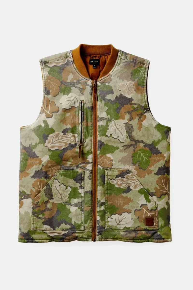 leaf camo golden brown reversible vest by abraham builders