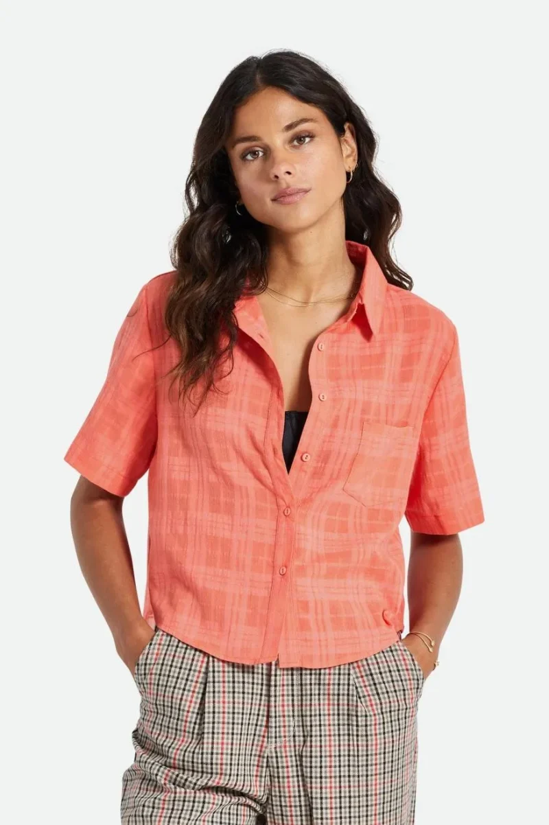 leon boxy s s woven deep sea coral