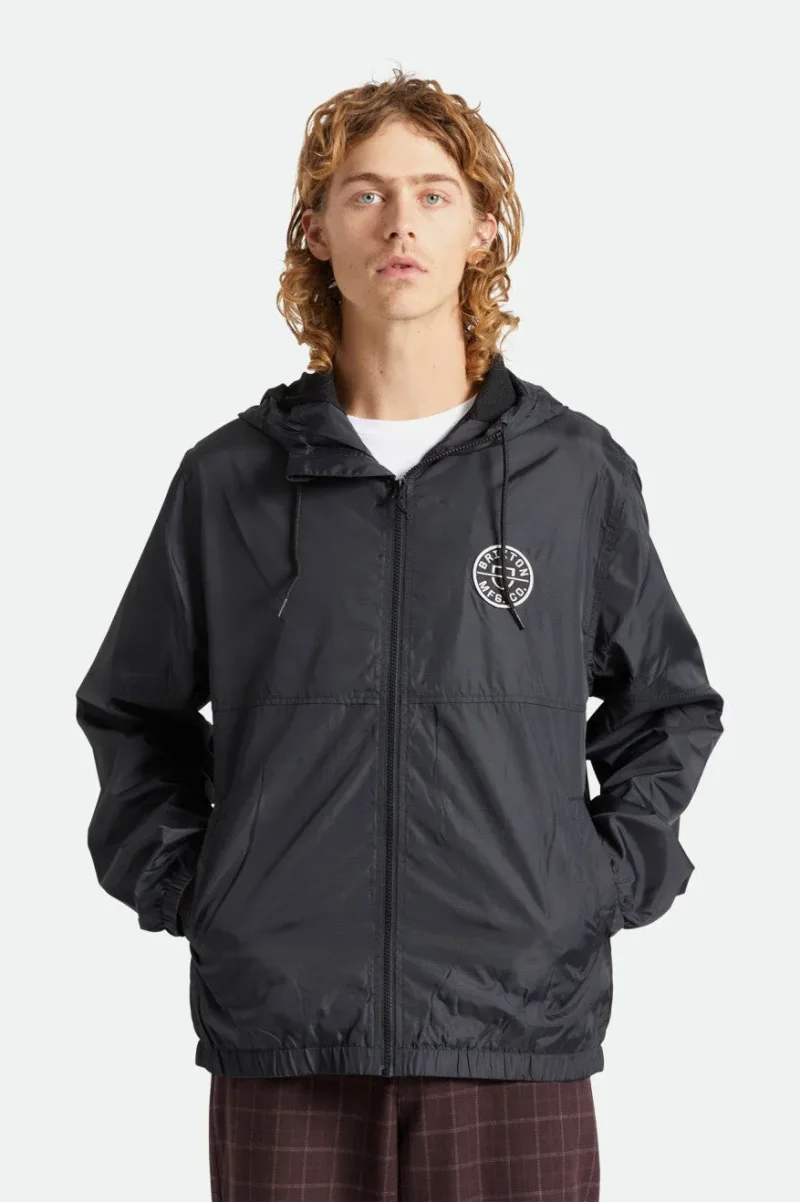 lightweight black zip hoodie jacket claxton crest