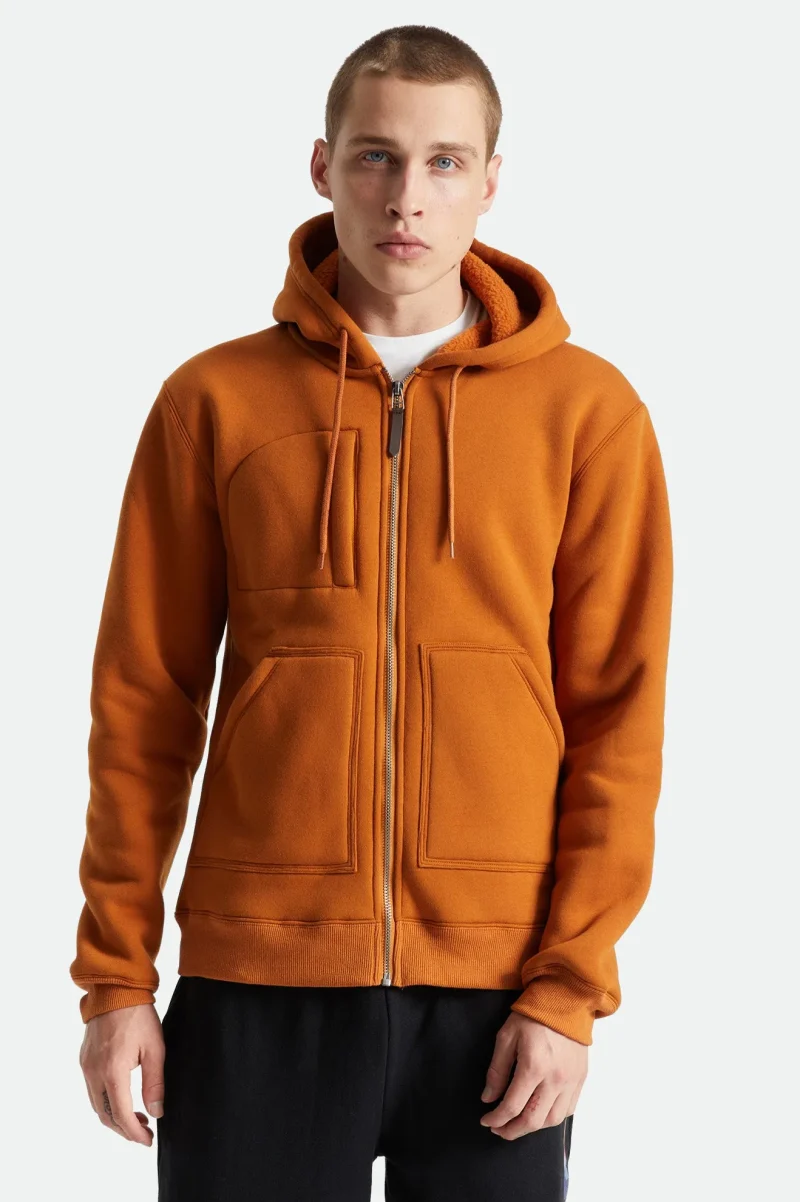 lined full zip sherpa jacket caramel