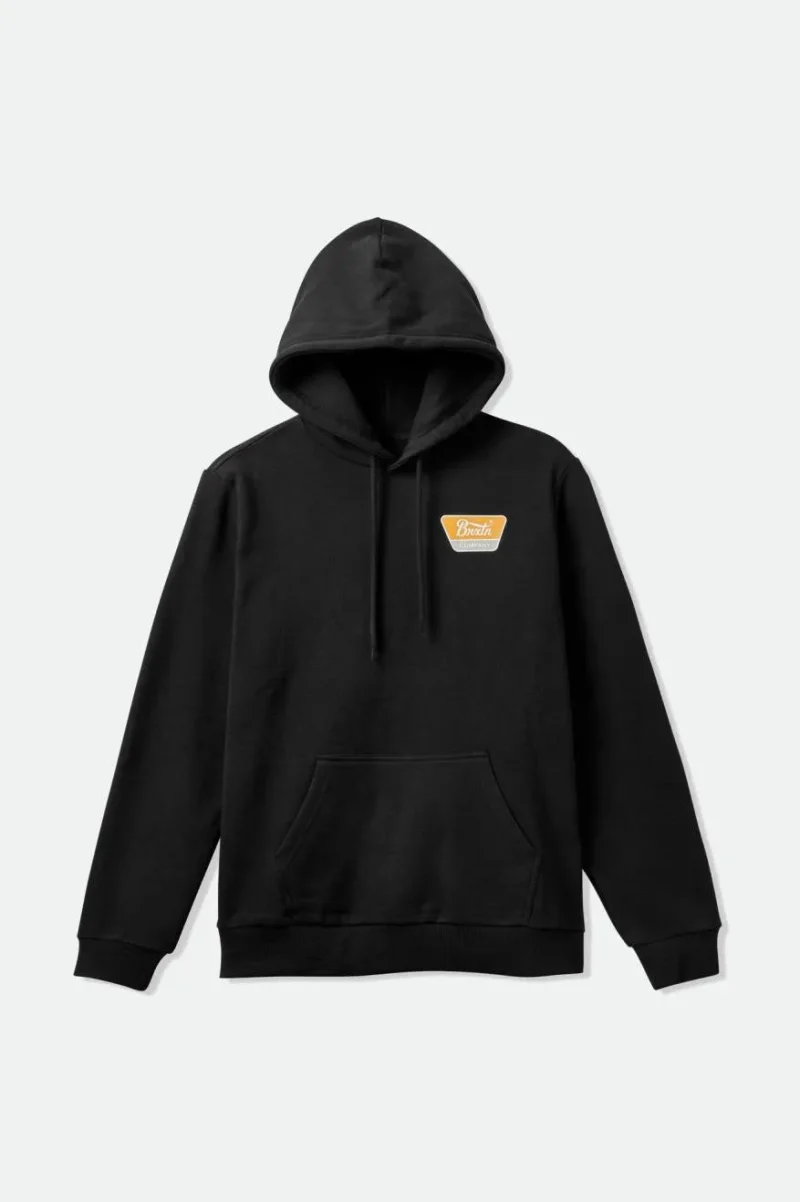 linwood fleece hoodie black mustard