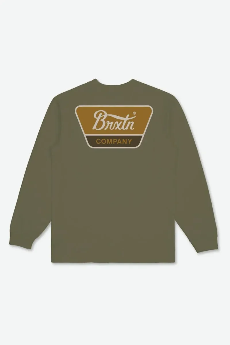 linwood long sleeve tee olive golden brown beige