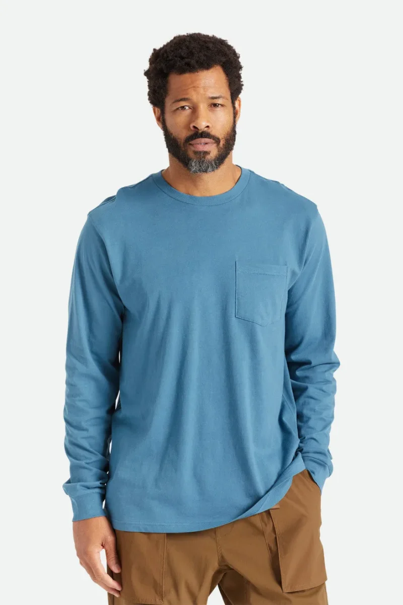 long sleeve pocket tee indie teal