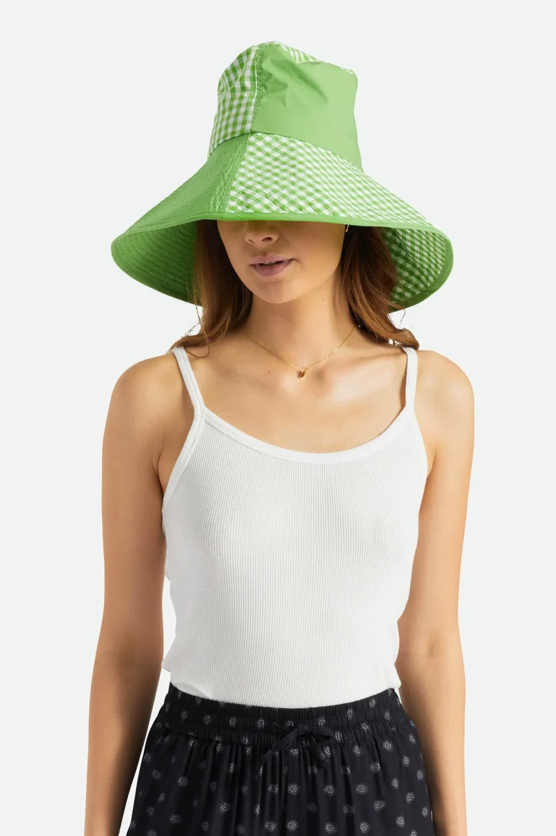 maddie sun green packable bucket hat