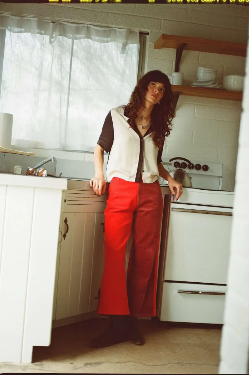 margo cropped leather pants mars red cord