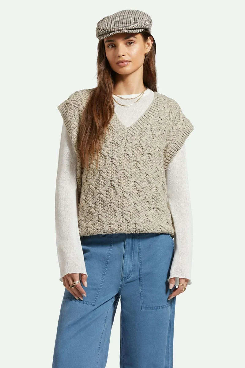 marled beige oversized sweater vest by lafayette