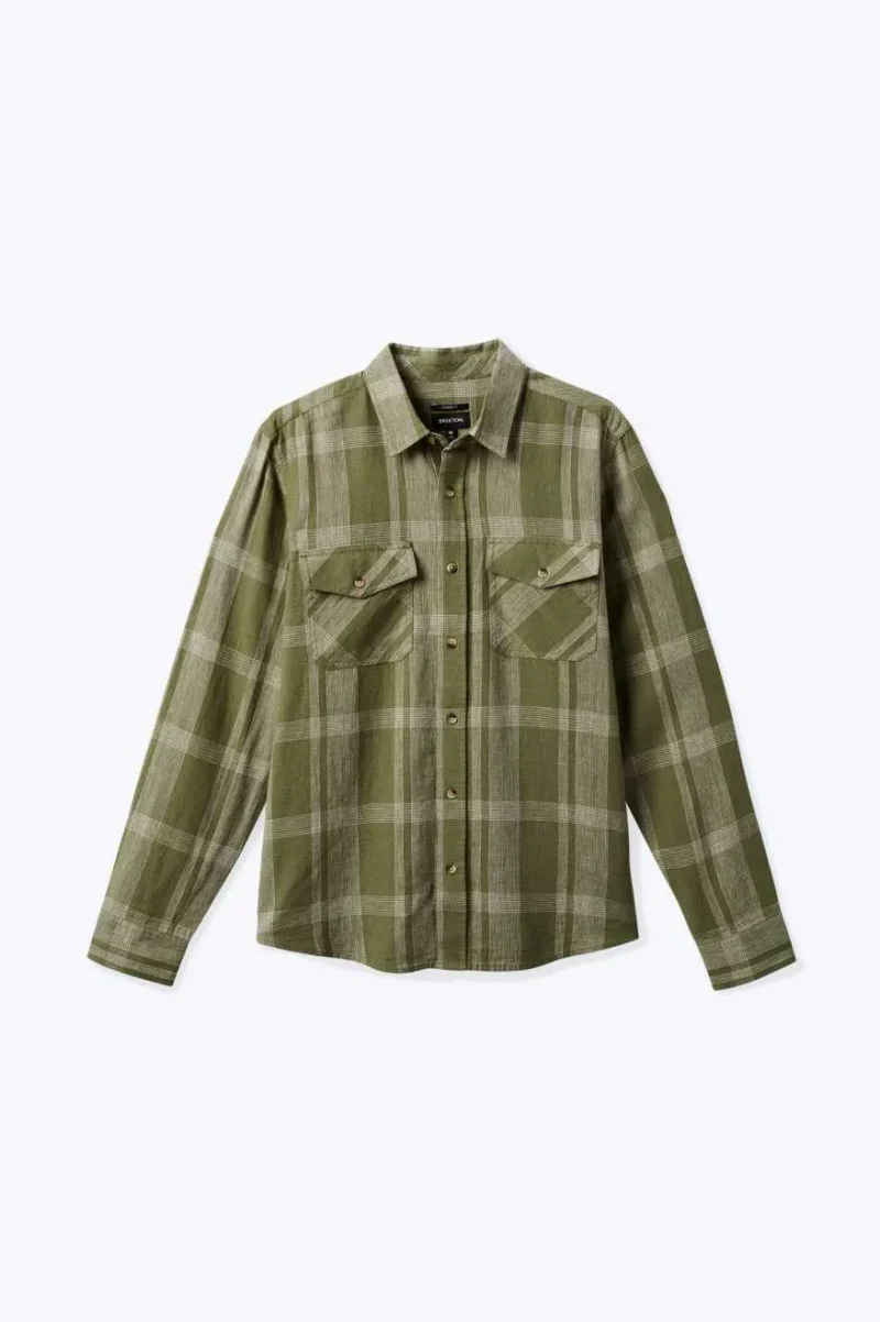 memphis linen blend long sleeve shirt olive surplus whitecap