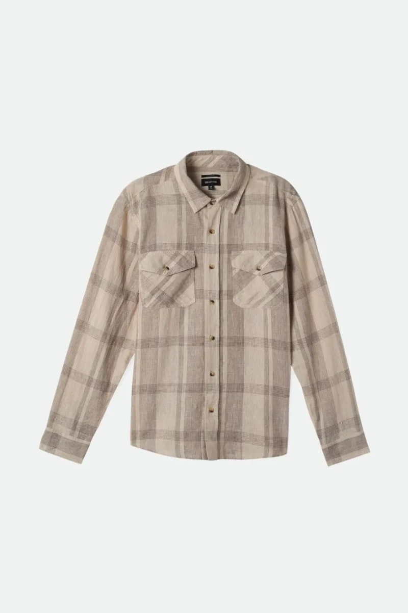 memphis linen blend long sleeve shirt whitecap cinder grey