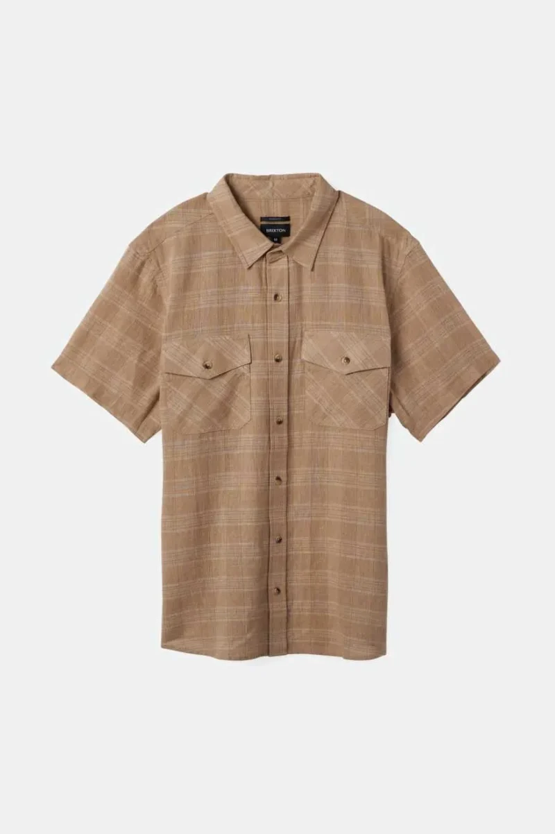 memphis linen blend short sleeve shirt sand off white