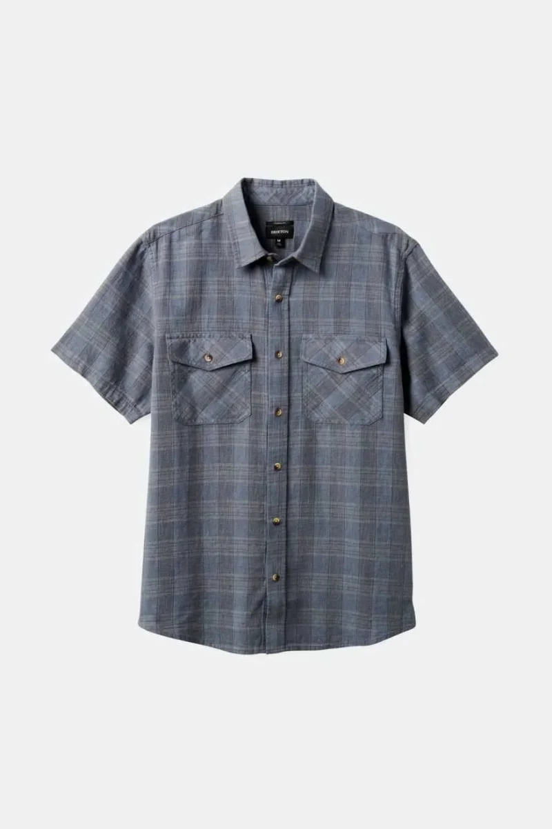 memphis linen blend woven shirt stone blue grey