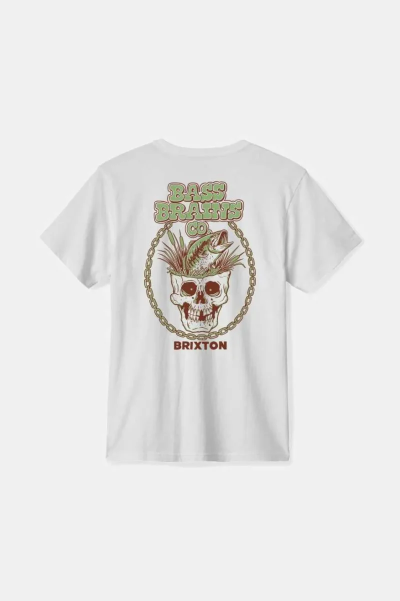 men s bass brains skull s s t shirt white