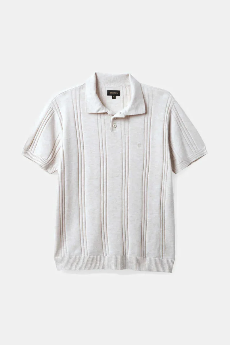 merino wool short sleeve polo shirt off white